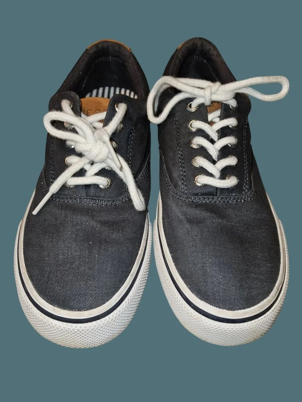 Sperry Top Sider Canvas Nautical Preppy Boat Shoes Men Size 7.5 Womens Size 9